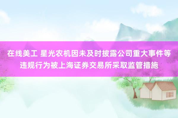 在线美工 星光农机因未及时披露公司重大事件等违规行为被上海证券交易所采取监管措施